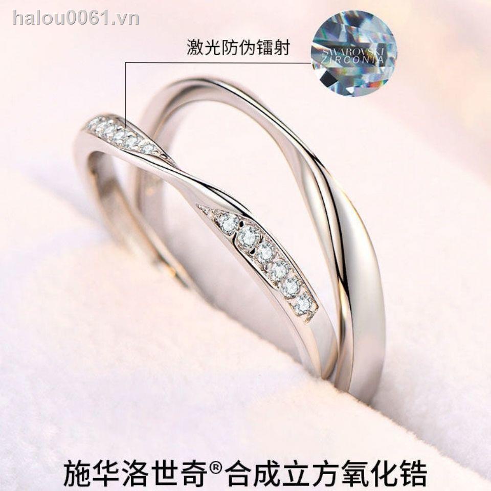 (Đang Bán) Nhẫn Cặp Bạc Sterling Cho Nam Nữ Swarovski