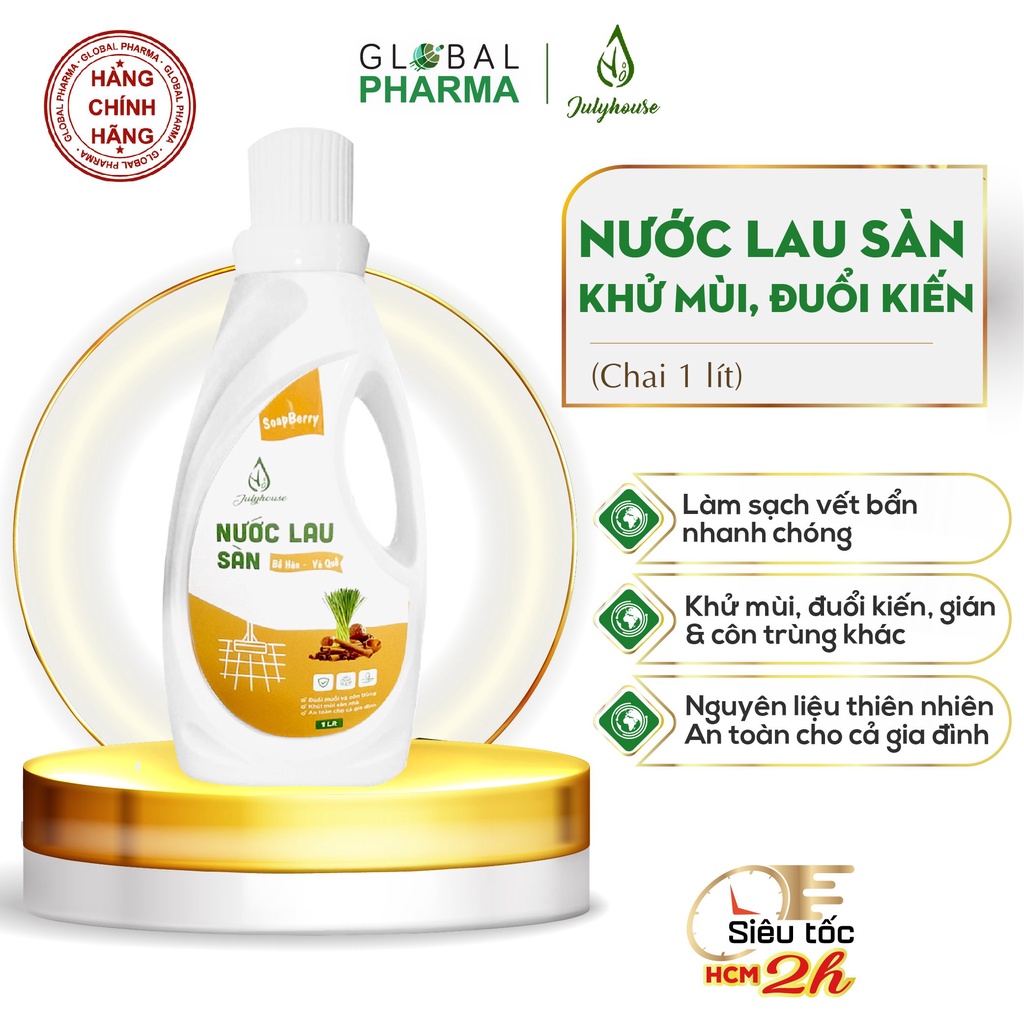 Nước lau sàn vỏ quế - bồ hòn JULYHOUSE khử mùi, đuổi côn trùng, tự nhiên, an toàn (1000ml)