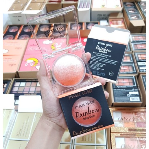 Phấn má hồng - bắt sáng Sivanna Rainbow Baked Blush