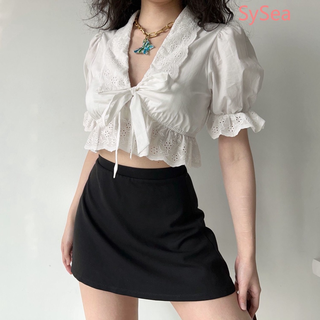 Áo Croptop Cổ Polo Kiểu Pháp Thời Trang Mùa Hè Cho Nữ