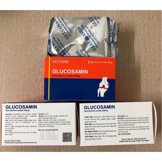 Viên uống XƯƠNG KHỚP GLUCOSAMIN Sulfate 250mg giảm đau nhức xương khớp, hỗ trợ điều trị thoái hóa khớp