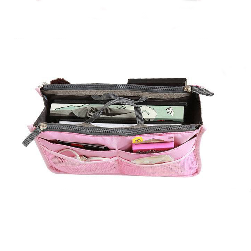 QQMALL Women Cosmetic Bag Travel Storage Bag Makeup Bag Cosmetic Purse Organizer Handbag Liner Double Zipper Cosmetic Storage/Multicolor