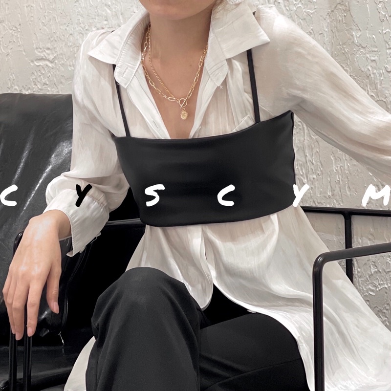 Áo croptop da 2 dây + nơ thắt -