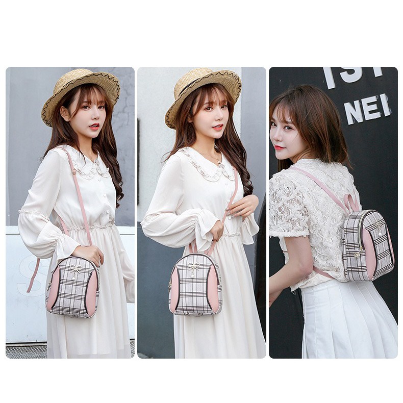 Balo Nữ Ba Lô Nữ Đẹp Mini Phối Sọc Thời Trang