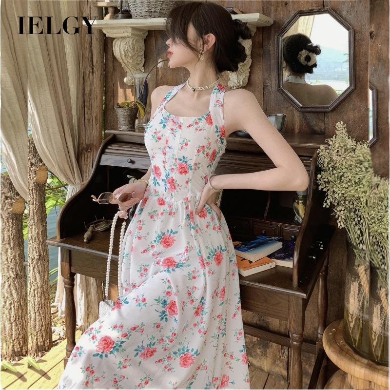 Đầm dài IELGY lưng cao họa tiết hoa thời trang cho nữ