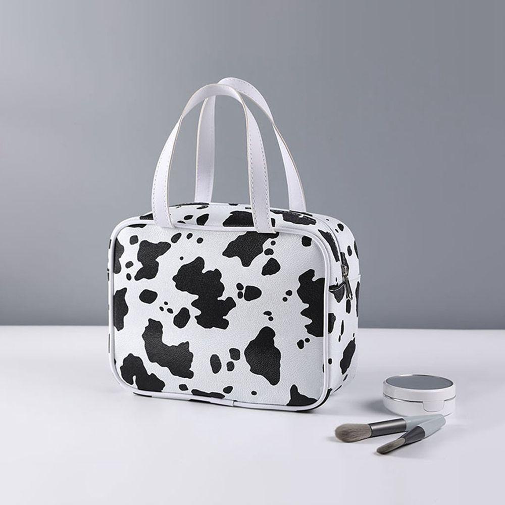 JARRED Túi Đựng Mỹ Phẩm Nhiều Ngăn Họa Tiết Bò Sữa Độc Đáo Tiện Dụng Mang Theo Du Lịch