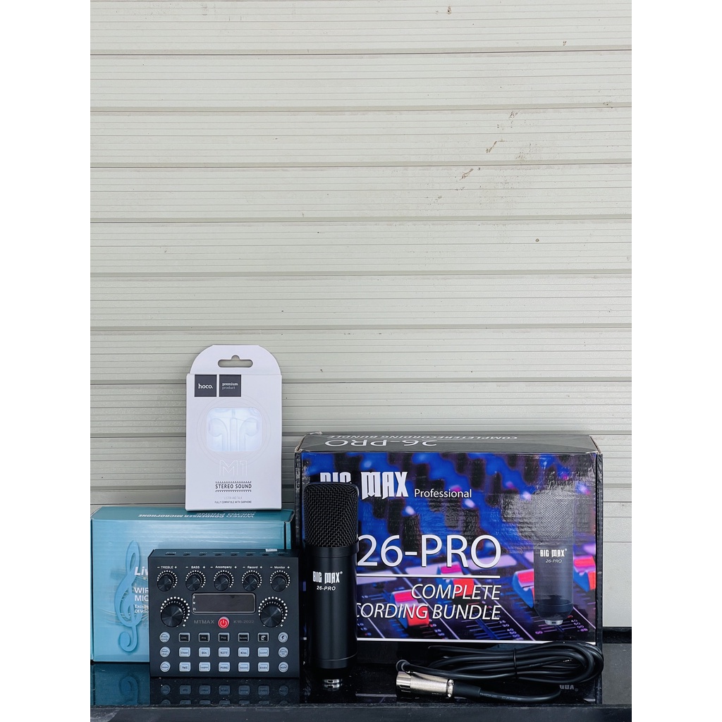 Combo thu âm karaoke livestream tiện lợi giá rẻ lắp đặt dễ dàng nhanh chóng sound card k10 2022 và Max 26 pro loại 1