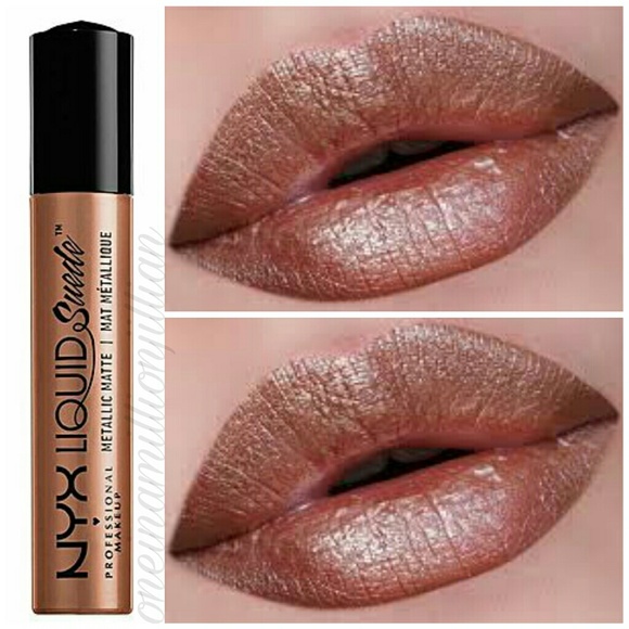 Son kem lì ánh kim NYX Liquid Suede Cream Metallic Matte Lipstick 38  - Cam nhũ ánh nude