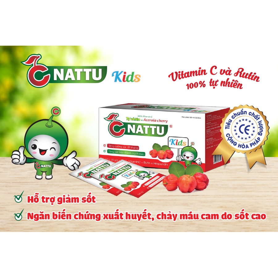 Vitamin C CNATTU KIDS TUỆ LINH - Giúp tăng đề kháng cho trẻ, bổ sung vitamin C - Hộp 20 gói