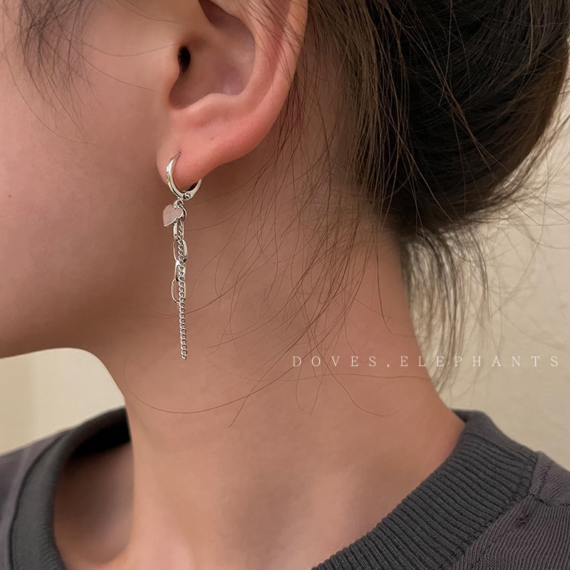 Bộ Bốn Khuyên Tai Màu Đỏ Cherry Không Đối Xứng Phong Cách Hàn Quốc Mới Mùa Hè Cá Tính