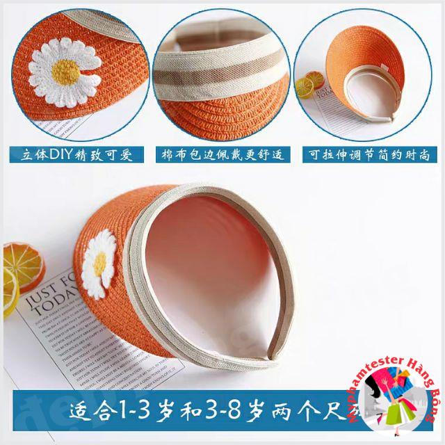 Mũ cói lưỡi trai cho bé gái