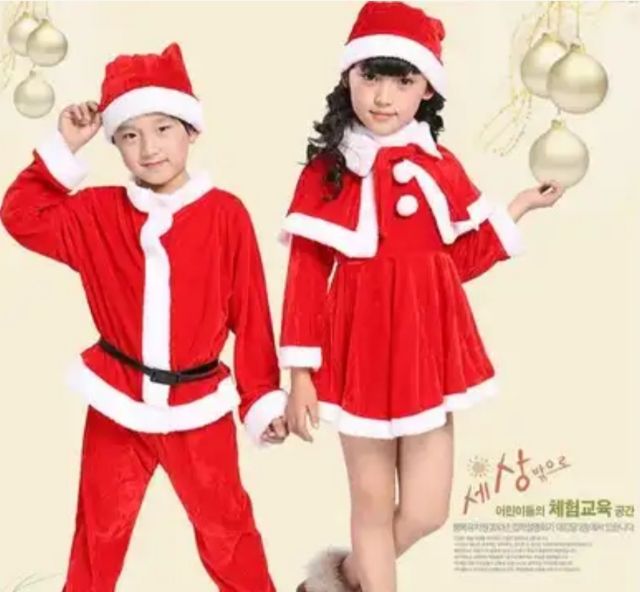 Size 140cm Quần áo noel bé trai nhung