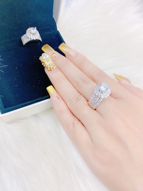 Nhẫn bạc nữ 💎𝑭𝑹𝑬𝑬𝑺𝑯𝑰𝑷 💎Nhẫn đá bạc xi bạch kim cao cấp viên chủ 6