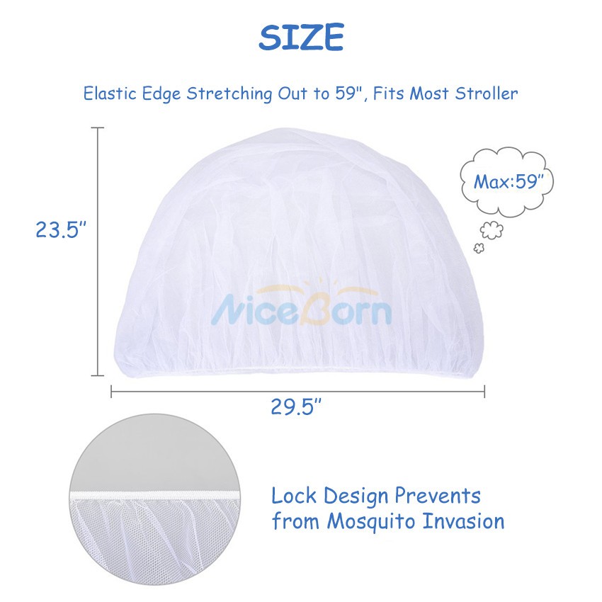 Lưới Chống Muỗi Siêu Mịn Bảo Vệ Xe Đẩy Em Bé An Toàn