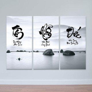 Bộ 3 tranh thư pháp chữ “Tâm Nhẫn Đức” | Tranh hoa sơn thủy T3752