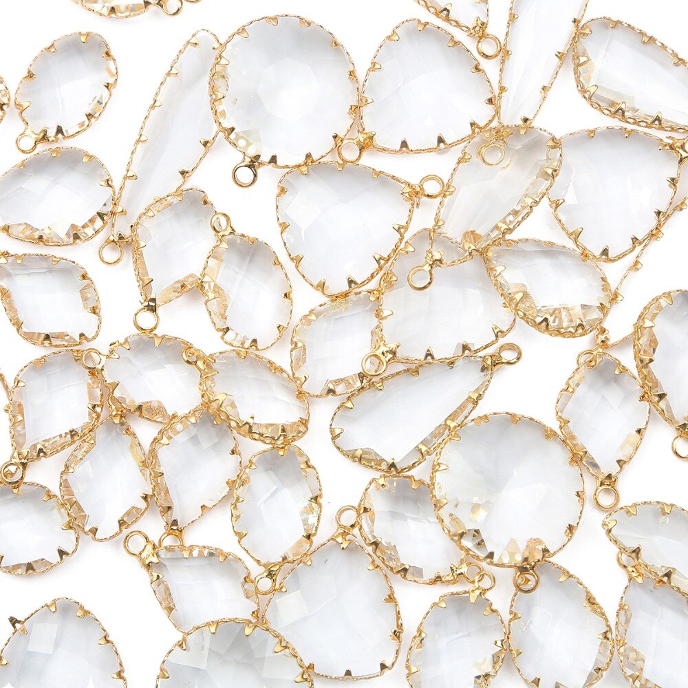 Mặt đá pha lê thủy tinh nhiều hình làm trang sức thủ công