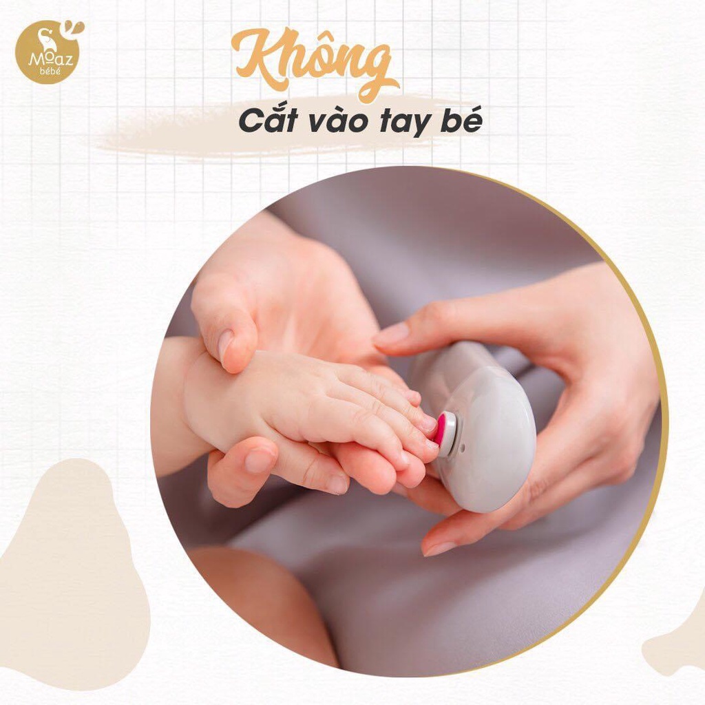 Máy dũa móng tay MoaZ Bebe MB-015 cho bé và cả gia đình full phụ kiện có 6 tầm mài và đèn pin hỗ trợ-BaByC