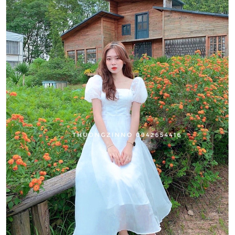 [Ảnh thật/Video] Đầm trắng đính hạt ngọc thiết kế dự tiệc Váy trắng công chúa mặc được 2 kiểu | BigBuy360 - bigbuy360.vn