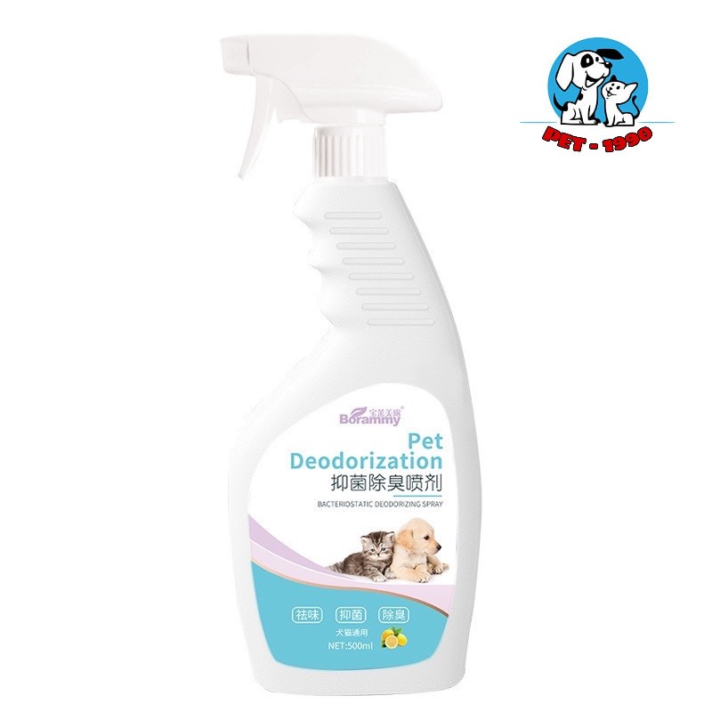 Bình Xịt Borammy 500ml Hương Chanh Thơm Mát Dịu Nhẹ Khử Mùi Hôi Và Sát Khuẩn Chuồng, Lồng, Nệm, Cát, Phân...Cho Chó Mèo