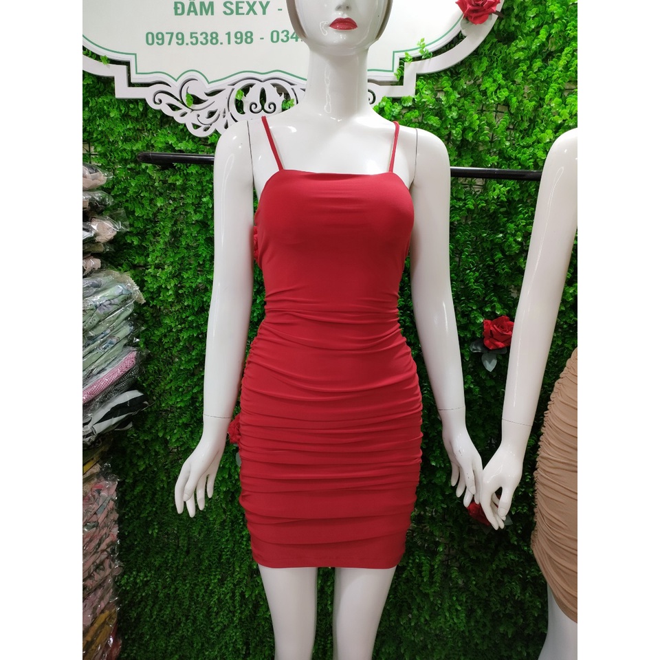 Váy đầm ôm body cúp ngực 2 dây nhúm mông siêu hot.