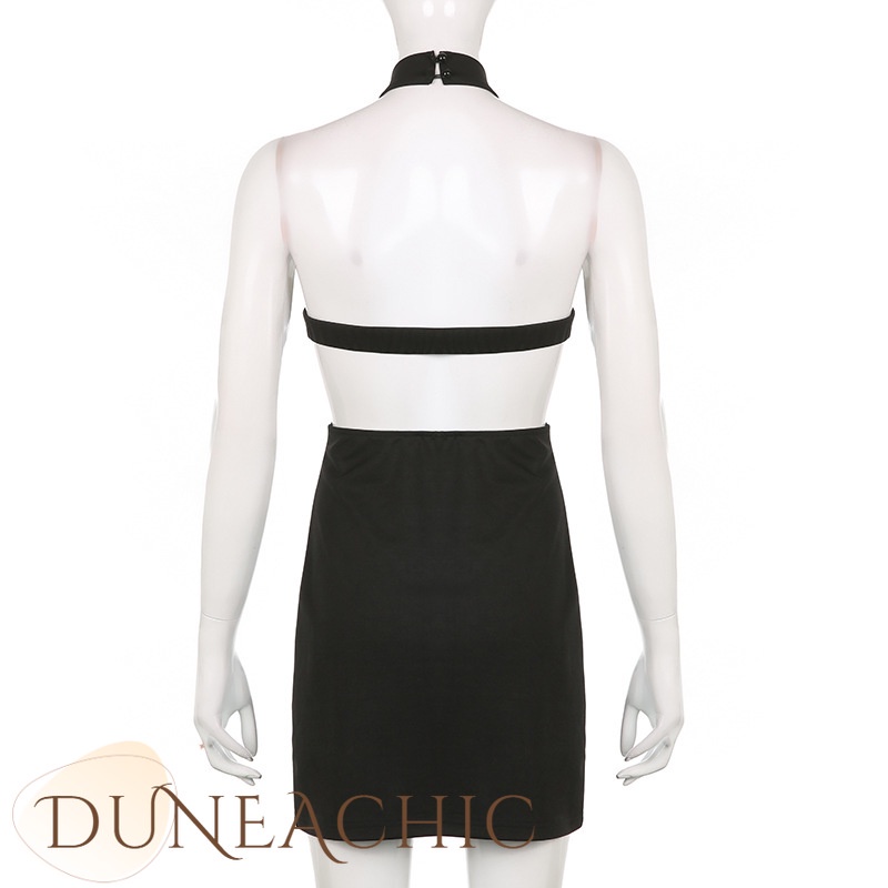 DUNEA Đầm không tay Hở Lưng Màu Trơn Quyến Rũ