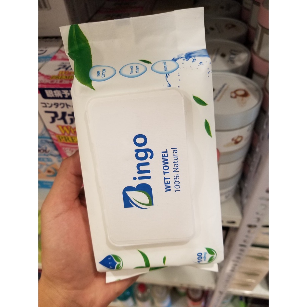Khăn Giấy Ướt Bingo 100 Tờ Chính Hãng, Tinh Chất Trà Xanh Không Mùi Không Cồn An Toàn Cho Da Daothinhuquynh
