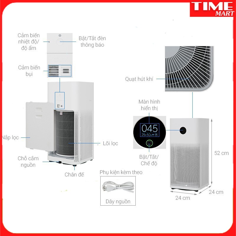 Máy lọc không khí Xiaomi 3/3H Lite Digiworld FJY4031GL Chính hãng[TIME_MART siêu thị tiện ích gia đình]