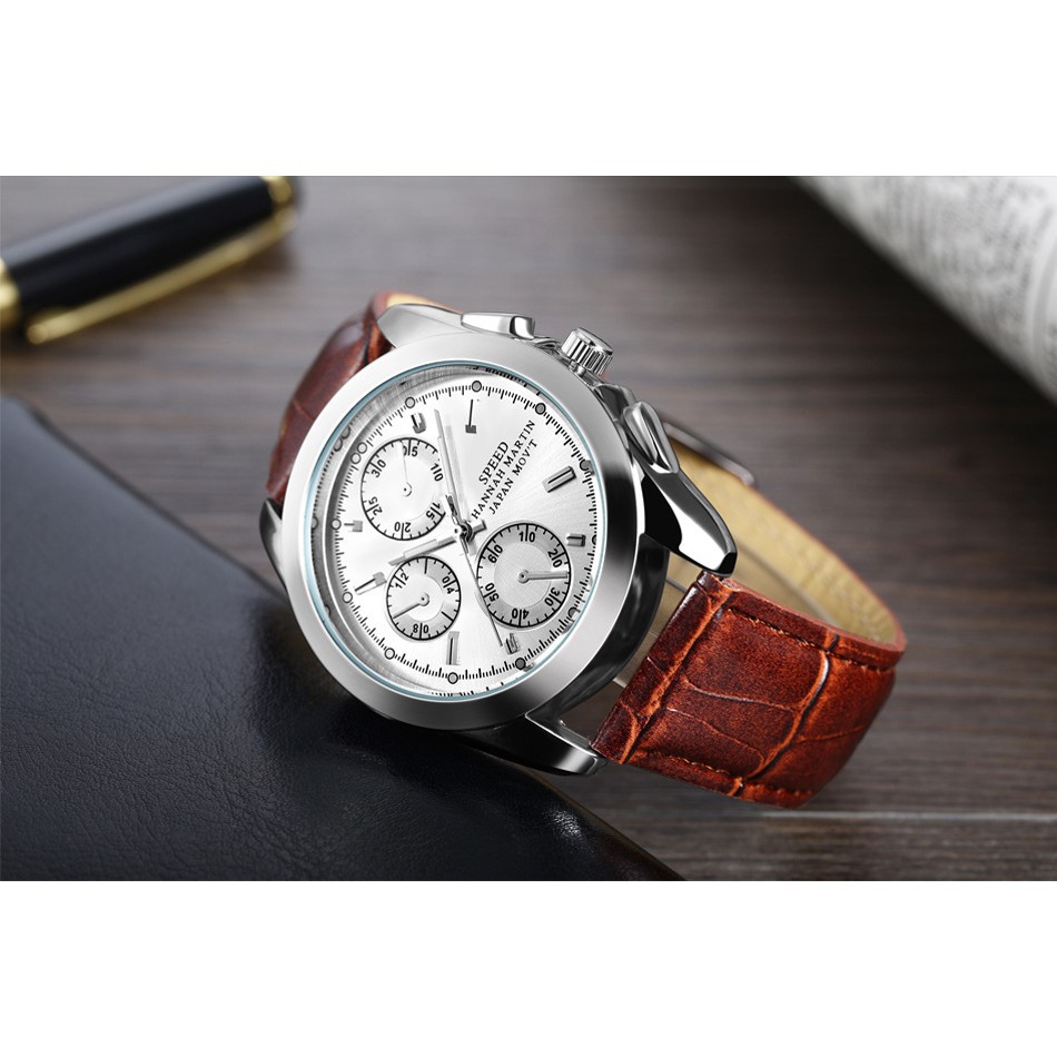 Mens Watches Top Brand Luxury Buisiness Leather Men Waterproof Wristwatch