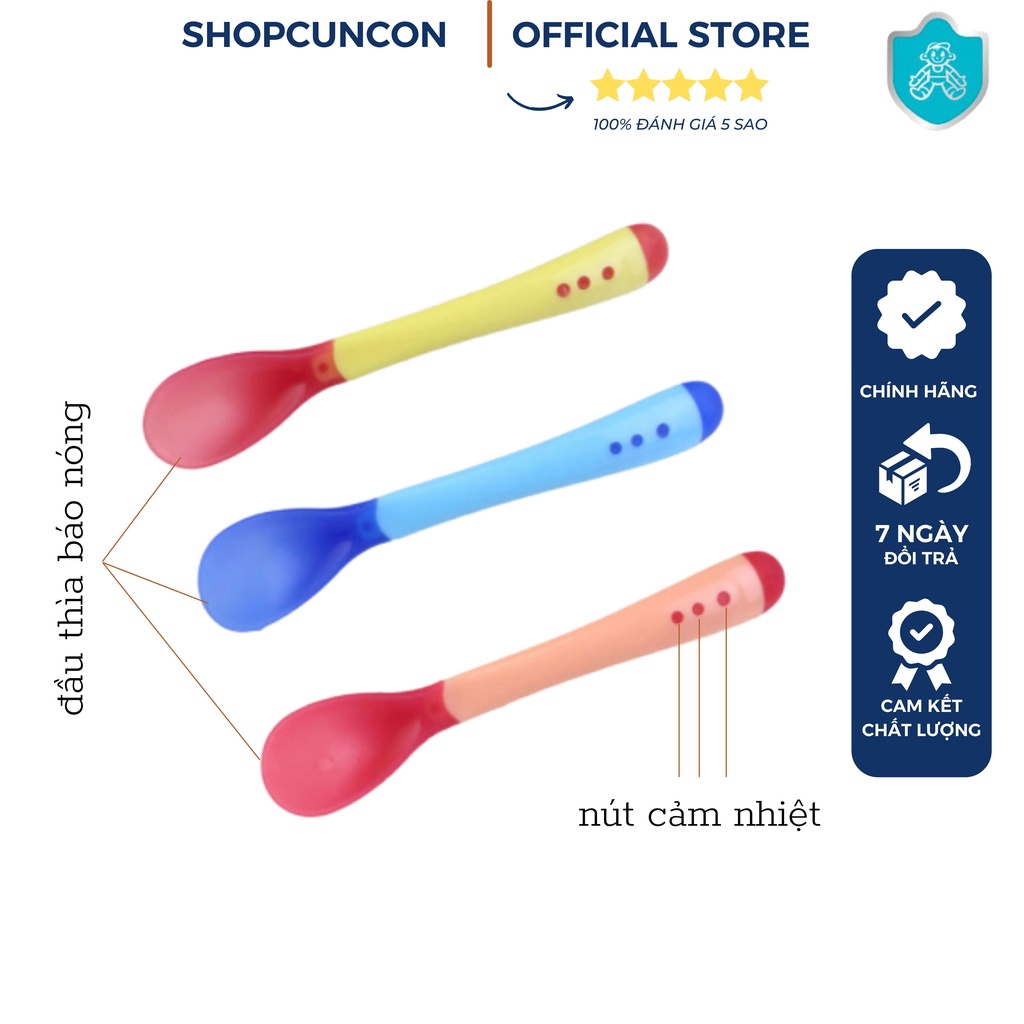 Thìa báo nóng cảm ứng sillicon cho bé ăn dặm từ 5 tháng, muỗng báo nhiệt cho bé