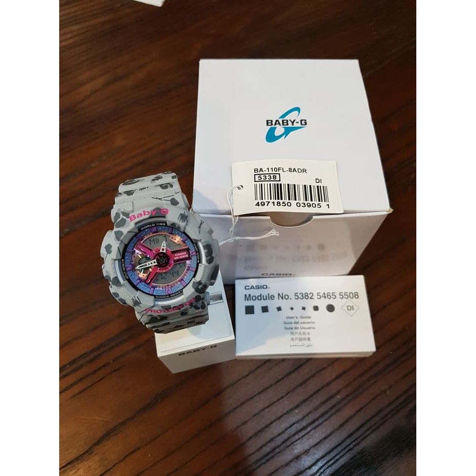 Đồng hồ nữ casio Baby-G BA-110FL-8ADR Dây Nhựa Hoạ Tiết Hoa Báo - Chống Nước 100m bảo hành quốc tế 12 tháng