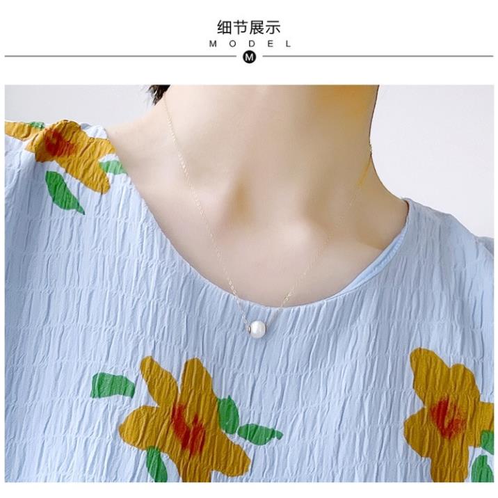 Đầm bầu voan gân hoa 2 màu kem và xanh