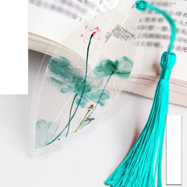 (2 mẫu) Bookmark gân lá ép mỏng bookmark cổ trang dây tuyến