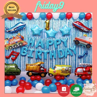 [Siêu Rẻ] Combo bong bóng xe hơi máy bay trang trí sinh nhật (Tặng ống bơm và keo dán) 31573-Friday9 Decor