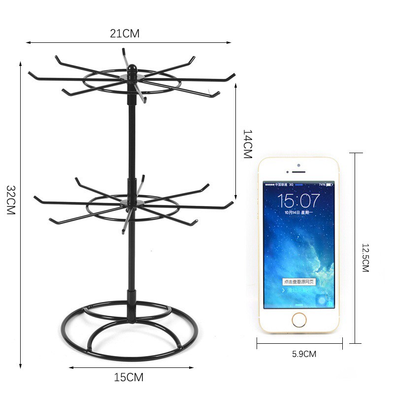 Giá treo trưng bày trang sức bông tai/vòng cổ/nhẫn xoay được 3 tầng có thể tháo dời tiện lợi