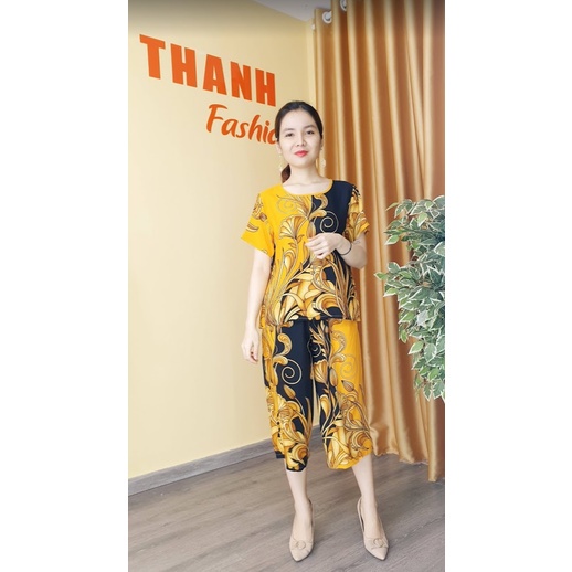 Bộ đồ mặc nhà nữ - Thời trang DENI chất Tole thái mềm mại không nhăn co rút họa tiết đẹp mã 1432