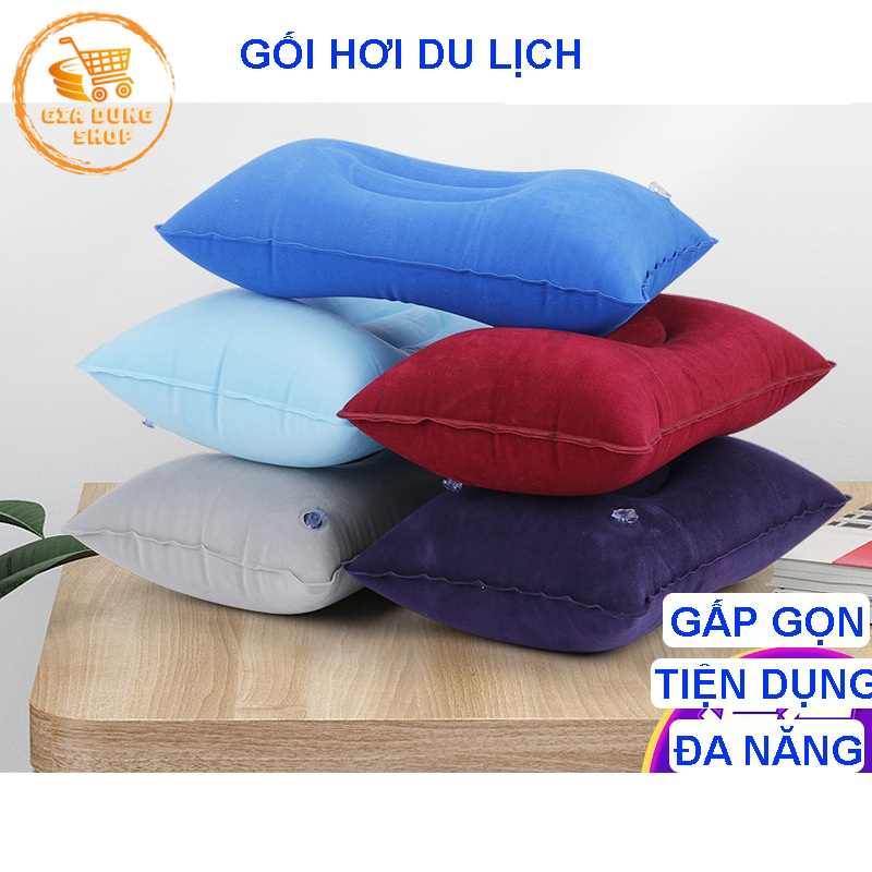 Gối Hơi Du Lich Kích Thước 24 x 34.5cm Dùng Cho Văn Phòng, Tựa Lưng, Đi Xe, Dã Ngoại Gấp Gọn Tiện Lợi