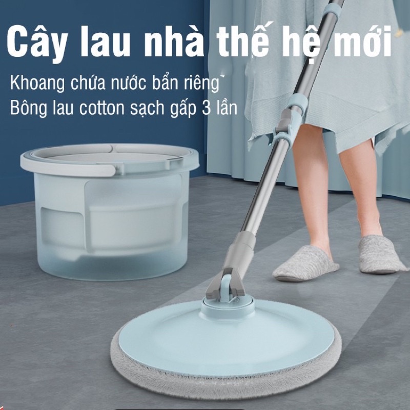 bộ chổi lau thông minh,xô lau nhà 360  không bết dính siêu sạch cao cấp