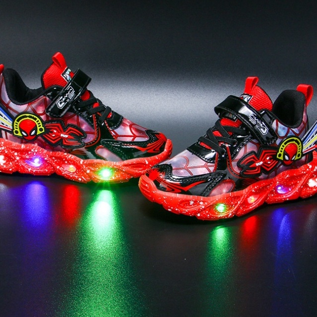Giày thể thao cho bé trai người nhện, giày đèn siêu nhân nhện Spider-Man bé 2-7 tuổi siêu nhẹ và êm chân