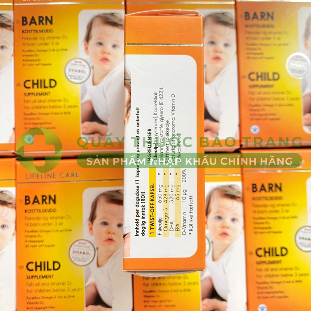 Dầu cá kim cương, DHA và vitamin D3 cho bé từ 1 tháng tuổi - Lifeline Care Barn
