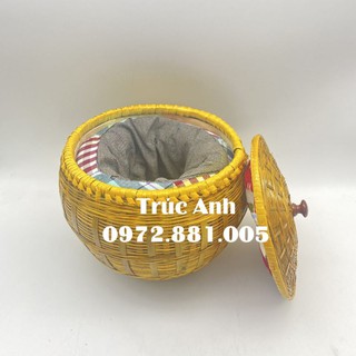 Giỏ tích Nắp Tre  Lõi Bông Xốp