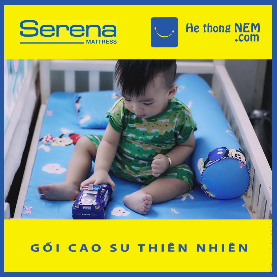 NNN Bộ gối đệm nệm nằm ngủ cao su non cho bé sơ sinh SERENA cao cấp 4 MÓN, đệm nệm ngủ cho bé sơ sinh đi học