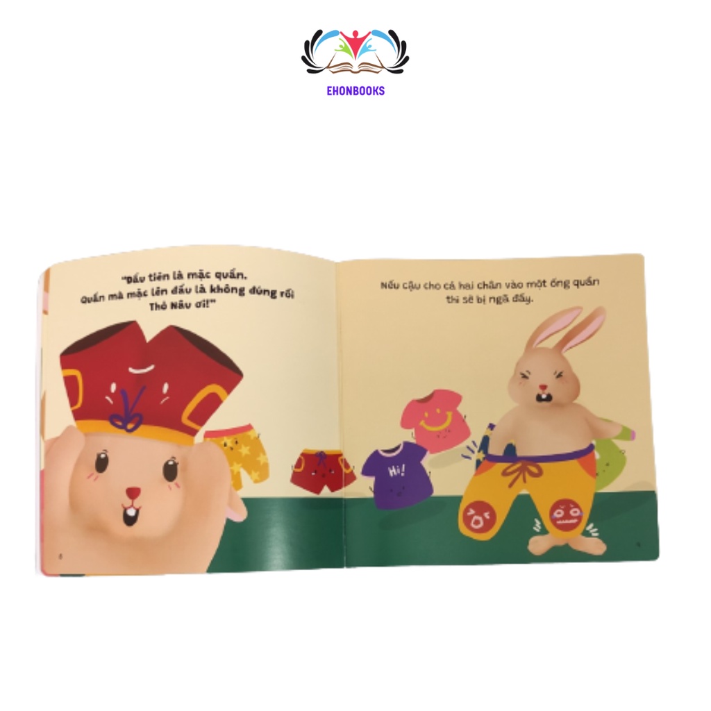 Sách Ehon cho bé 1 tuổi - Ehon kỹ năng sống cùng mặc quần áo nào wabooks