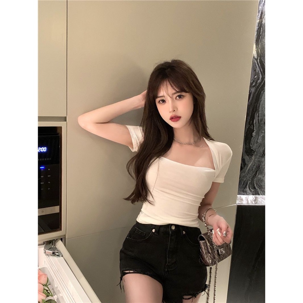 Áo Thun Tay Ngắn Dáng Ôm Thời Trang Mùa Hè Mới Gợi Cảm Cho Nữ 2021