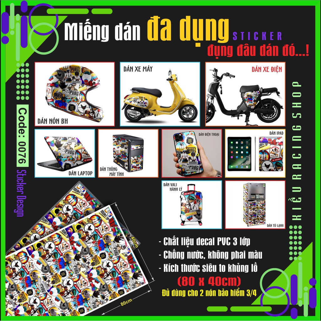 STICKER TEM DÁN ĐA DỤNG, DÁN XE, NÓN BẢO HIỂM, TỦ LẠNH, VALI, ĐIỆN THOẠI ...