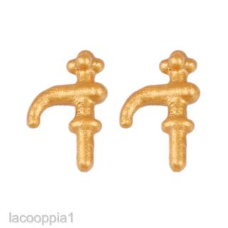 Dolls House Mini 1:12 Gold Water Tap Faucet Kitchen Sink Basin Decoration