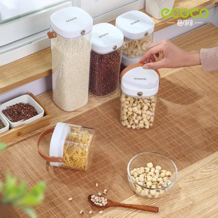 Lọ, Hũ bảo quản thực phẩm ECOCO nắp khoá kín chống ẩm mốc,côn trùng |Hộp lưu trữ thức ăn để tủ lạnh có quai xách đủ size