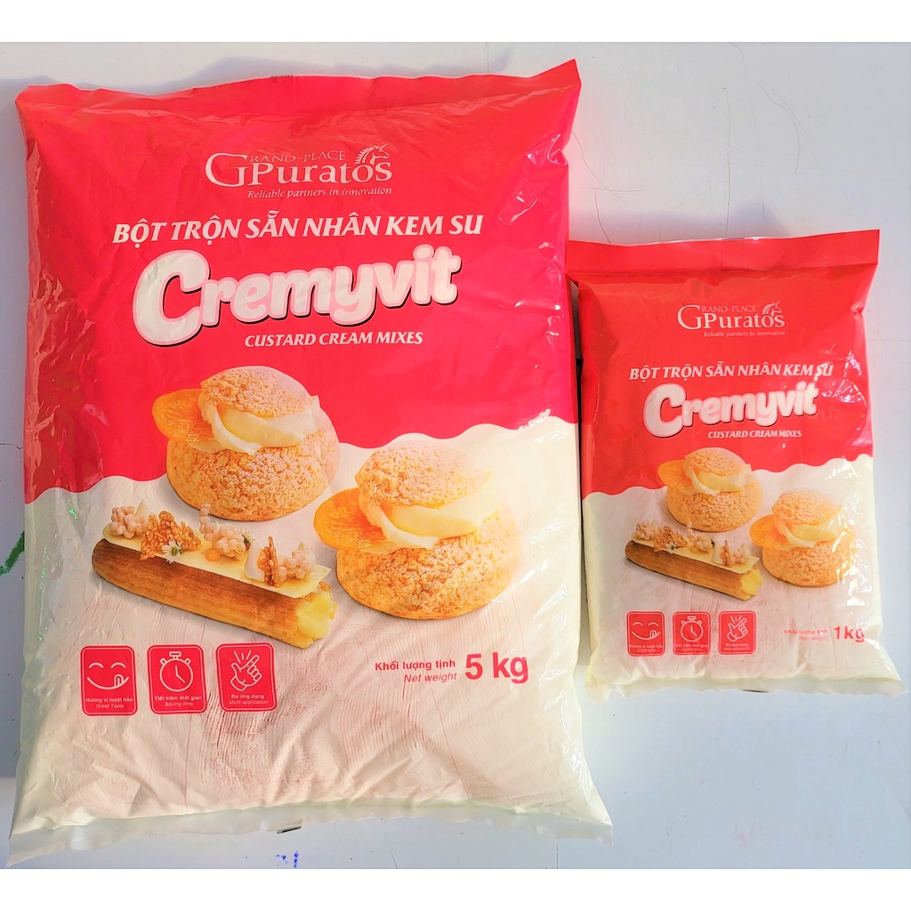 [TÚI LỚN 5Kg – CREMYVIT ] BỘT TRỘN NHÂN KEM SU [VN] PURATOS Custard Cream Mixes