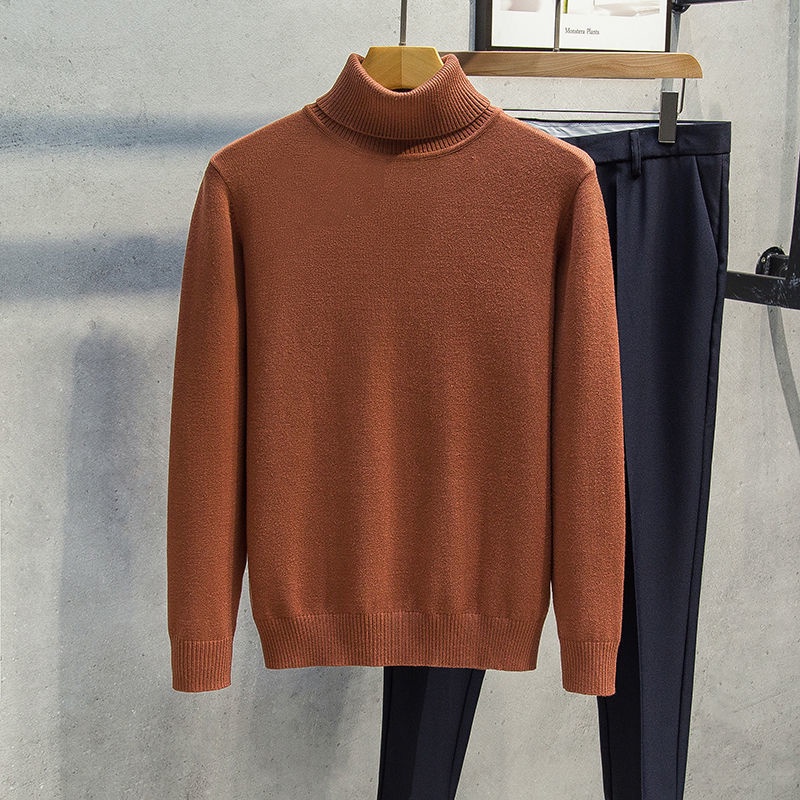Men's high-neck autumn and winter new sweater, with a thick solid color knitted bottoming shirt