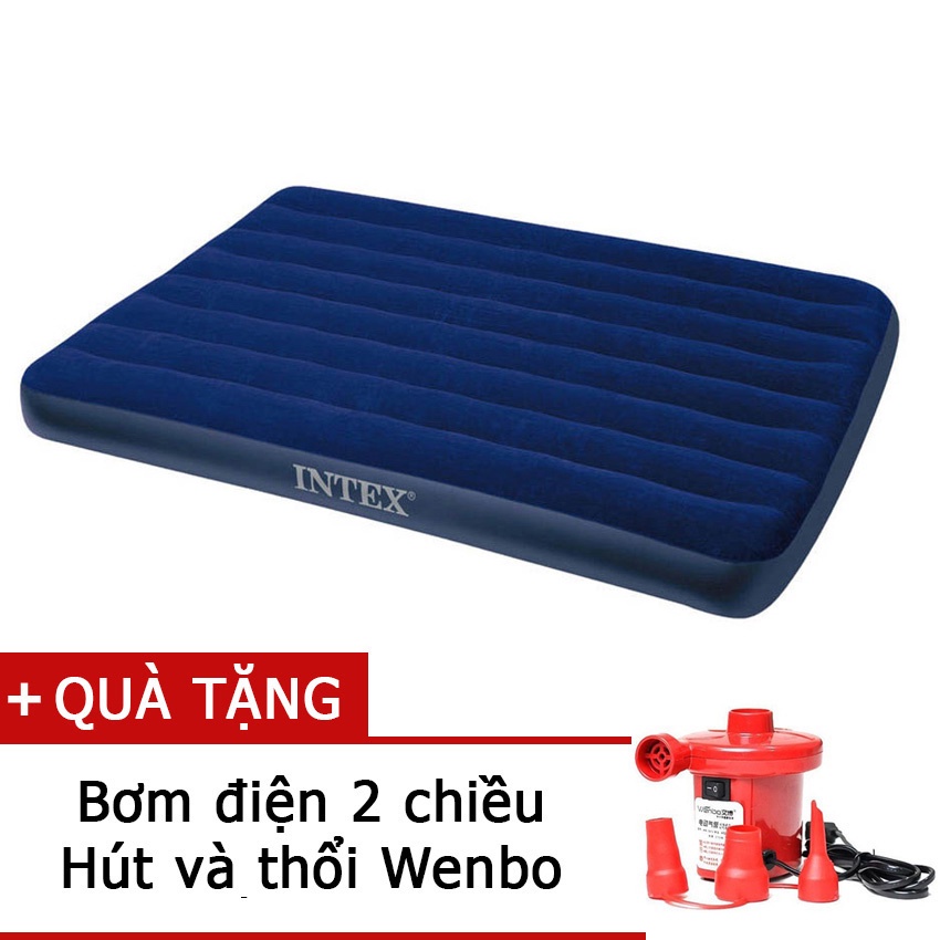Đệm hơi 68758 (137x191x22cm) chất liệu cao su phủ nhung siêu bền