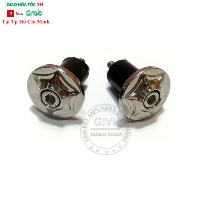 Cặp Gù Tay Lái Ngôi Sao 6 Cánh Inox Màu Bạc, 5 Cánh Titan